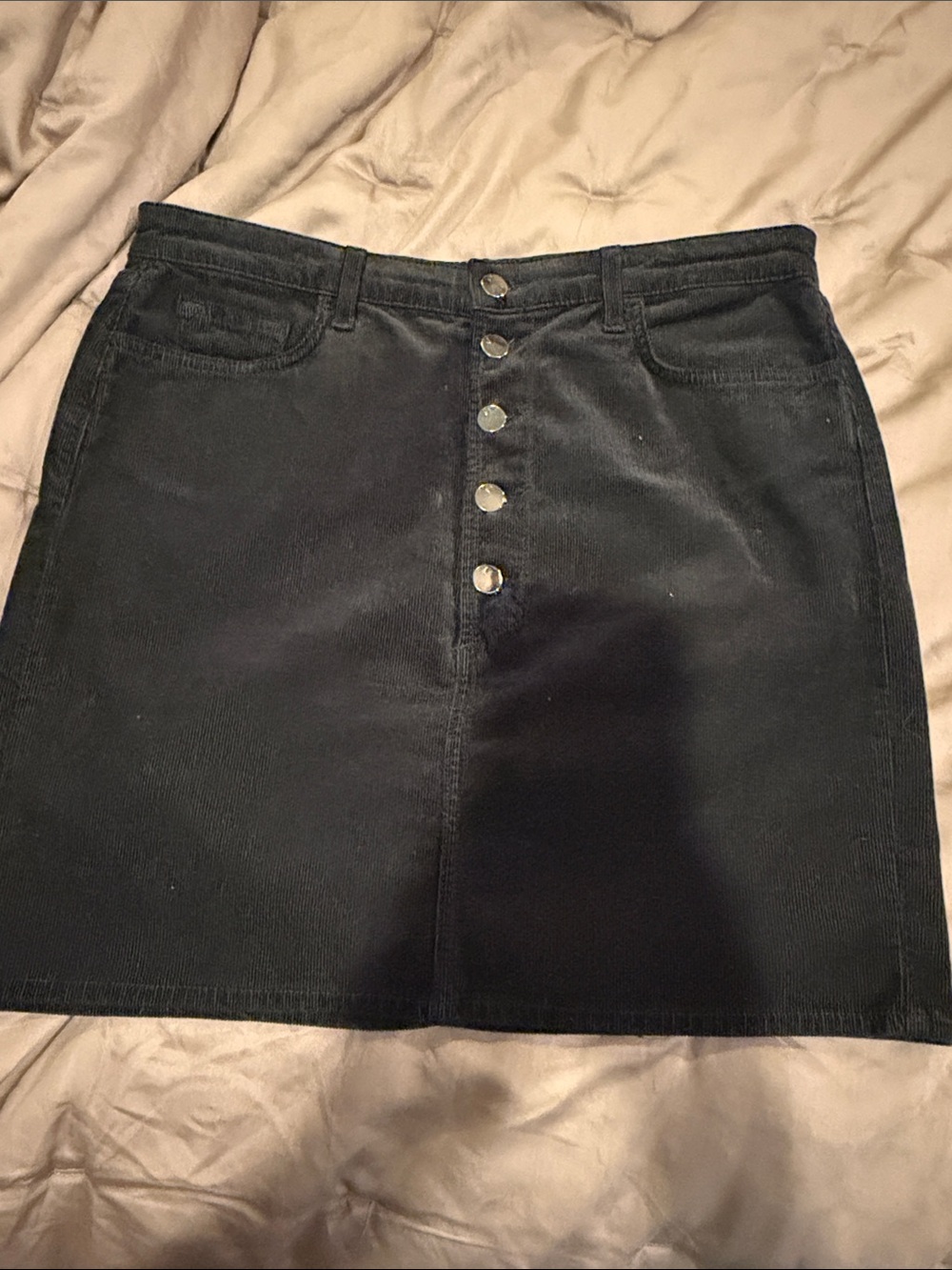 J Brand Corduroy Black Button-Front Women's Skirt